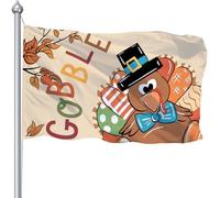 Drapeau de Thanksgiving de 0,9 x 1,5 m, grand drapeau « Happy Thanks Giving » pour mât de drapeau extérieur, double imprimé, 9,1 x 1,5 m, drapeau de vacances de Turquie, récolte d'automne et d'automne