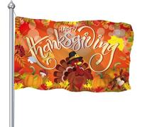 Drapeau de Thanksgiving de 9,1 x 152,5 cm pour l'extérieur, grand drapeau « Happy Thanks Giving » pour mât de drapeau extérieur, double imprimé, 9,6 x 1,5 m, drapeau citrouille de Turquie, bannière de