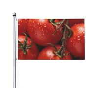 Drapeau de tomates rouges mûres de 0,9 x 1,5 m, drapeaux de jardin double face avec œillets en laiton qui ne se décolorent pas, bannière de vœux pour intérieur et extérieur, décoration d'intérieur
