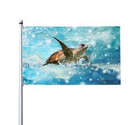 Drapeau de tortues de mer aquarelle 3x5 pi un côté extérieur ferme cour signe jardin drapeau décoratif avec œillets en laiton