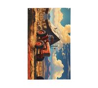 Drapeau de tracteur rouge de la ferme. Drapeau décoratif d'extérieur 0,9 x 1,5 m, bannière verticale en polyester. Convient pour une utilisation en extérieur