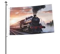 Drapeau de train à vapeur pour le départ du coucher de soleil - 6 x 0,9 m - Impression double face - Drapeau de jardin pour l'extérieur - Bannière cadeau avec œillets - Toile de fond pour photo pour