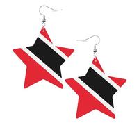 Drapeau de Trinité-et-Tobago imprimé cuir boucles d'oreilles en forme d'étoile légères et élégantes accessoires pour les fêtes, les danses et la vie quotidienne.
