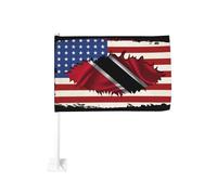 Drapeau de Trinité-et-Tobago, symbole d'amitié, à fixer sur une vitre de voiture ou de camion. Protection solaire. Bannière double face de 30 x 45 cm (12 x 18 pouces).