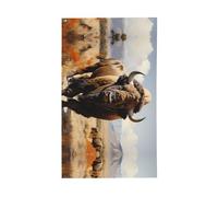 Drapeau de troupeau de bisons d'Amérique du Nord. Drapeau décoratif d'extérieur 0,9 x 1,5 m, bannière verticale en polyester