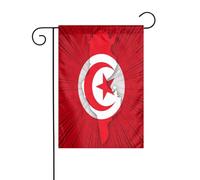 Drapeau de Tunisie, carte du monde, 30 x 45 cm, bannière de jardin double face pour décoration extérieure (cour, porche, maison de campagne).