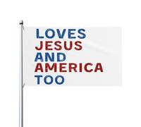 Drapeau de Vacances 90X150cm, Elle aime Jésus et l'Amérique aussi Couleurs Vives Drapeau de Jardin Double Couture Bruant pour Bar Fête Événements