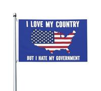 Drapeau de Vacances 90X150cm, J'aime mon pays mais je déteste mon gouvernement Résistants aux Intempéries Drapeaux avec œillets Flags pour Décorations Jardin manif