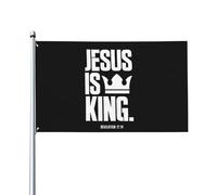 Drapeau de Vacances 90X150cm, Jésus est le roi du christianisme, livre biblique, citation Décoratifs Drapeaux Double Couture Bannière Extérieure pour manif Restaurant Intérieur