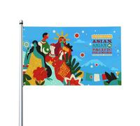 Drapeau de Vacances 90X150cm, Joyeux mois des Américains d'origine asiatique et des îles du Pacifique Décoratifs Drapeaux avec œillets Bannière Extérieure pour Extérieur manif Anniversaire