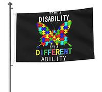 Drapeau de Vacances 90X150cm, L'autisme n'est pas un handicap, c'est une capacité différente Renforcé Drapeaux Résistants aux Intempéries Bannière Extérieure pour Décorations Célébration