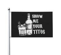 Drapeau de Vacances 90X150cm, montre-moi tes titos Double Couture Drapeaux Renforcé Suspendus Fanion pour Extérieur Décorations Fête