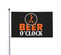 Drapeau de Vacances 90X150cm, On dirait que c'est l'heure de la bière Décoratifs Drapeaux Double Couture Flags pour Décorations Balcon Anniversaire