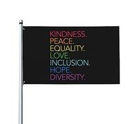 Drapeau de Vacances 90X150cm, Paix Amour Espoir Égalité Inclusion Diversité avec œillets Drapeaux Couleurs Vives Bannière Extérieure pour Célébration Anniversaire Événements