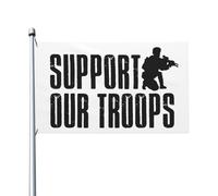 Drapeau de Vacances 90X150cm, Soutenez nos troupes Résistants aux Intempéries Drapeaux Double Couture Bannière Extérieure pour Décorations Fête Jardin