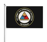 Drapeau de Vacances 90X150cm, Vétéran 3 plis de la 3e division blindée de l'armée américaine Double Couture Drapeaux avec œillets Bannière Extérieure pour manif Maison Événements