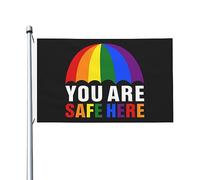 Drapeau de Vacances 90X150cm, Vous êtes en sécurité ici Personnalisé Drapeaux Résistants aux Intempéries Bannière Extérieure pour manif Décorations Restaurant