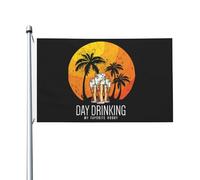 Drapeau De Vacances Avec Œillets Drapeaux Boissons De Jour Mon Passe-Temps Préféré Coucher De Soleil Palmiers Double Couture Bruant Pour Fête Célébration Bar 90X150Cm