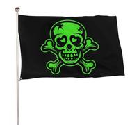 Drapeau De Vacances Avec Œillets Drapeaux Cœur Vert Avec Tête De Mort Et Os Croisés Couleurs Vives Suspendus Fanion Pour Intérieur Célébration Manif 90X150Cm