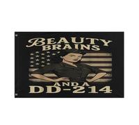 Drapeau De Vacances Avec Œillets Drapeaux Des Cerveaux Drôles Et Beaux Et Un Dd-214 Américain Résistants Aux Intempéries Bannière Extérieure Pour Décorations Restaurant Maison 90X150Cm