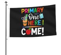 Drapeau De Vacances Avec Œillets Drapeaux Premier Jour D'École Primaire, Voici Venu Décoratifs Bannière Extérieure Pour Jardin Célébration Manif 90X150Cm