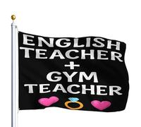 Drapeau De Vacances Avec Œillets Drapeaux Professeur D'Anglais Et Professeur De Gym : C'Est Drôle Et Ça Fait Plaisir ! Décoratifs Bannière Extérieure Pour Bar Événements Balcon 90X150Cm