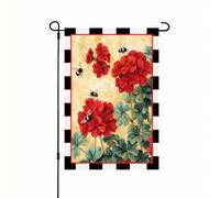 Drapeau De Vacances Géranium Bliss Spring Bee Red Flower Hello Farmhome Drapeaux Personnalisée Résistants Aux Intempéries Bunting Pour Intérieur Décorations Fête 70X102Cm