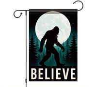 Drapeau De Vacances Halloween Croire À La Silhouette De La Lune La Plus Haute Cryptide Nocturne Drapeaux Renforcé Personnalisée Suspendus Fanion Pour Décorations Célébration 70X102Cm
