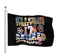 Drapeau de Vacances Il est 17 heures ici Drapeaux 90X150cm | Double Couture Bannière Extérieure Couleurs Vives Drapeau Corsaire pour Restaurant Fête Intérieur