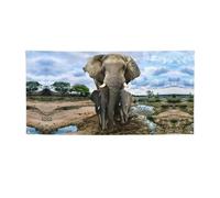 Drapeau de vacances imprimé animaux sauvages africains éléphants, bannière colorée idéale pour le jardin, le bar et les réunions entre amis