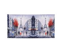 Drapeau de vacances imprimé arbre de Paris City Arbre Eiffel Bannière colorée Idéal pour les bars dans le jardin et les réunions entre amis