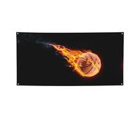 Drapeau de vacances imprimé Basketball on Fire, bannière colorée idéale pour les bars de jardin et les réunions entre amis