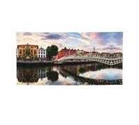 Drapeau de vacances imprimé Dublin Irlande Ha Penny Bridge, bannière colorée idéale pour les bars de jardin et les réunions entre amis