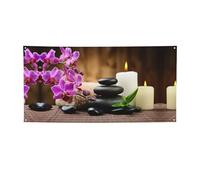 Drapeau de vacances imprimé en pierre zen, bannière colorée idéale pour les bars de jardin et les réunions entre amis