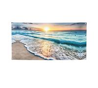 Drapeau de vacances imprimé plage coucher de soleil océan vagues, bannière colorée idéale pour bar de jardin et réunions entre amis