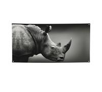 Drapeau de vacances imprimé rhinocéros d'Afrique du Sud, bannière colorée idéale pour les bars de jardin et les réunions entre amis