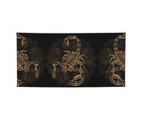 Drapeau de vacances imprimé scorpion doré, bannière colorée idéale pour les bars de jardin et les réunions entre amis