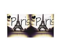 Drapeau de vacances imprimé Tour Eiffel Love Paris, bannière colorée idéale pour les bars dans le jardin et les réunions entre amis