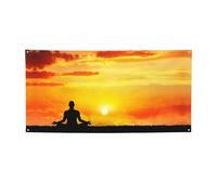 Drapeau de vacances imprimé yoga méditation, bannière colorée idéale pour le bar de jardin et les réunions entre amis