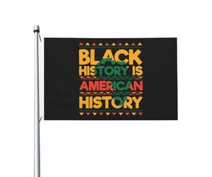 Drapeau de Vacances L'histoire des Noirs fait partie de Drapeaux 90X150cm | Double Couture Bunting Résistants aux Intempéries Drapeau pour Balcon Fête Extérieur l'histoire américaine.