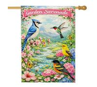 Drapeau De Vacances Oiseau Nature Fleur Fantaisiste Papillon Drapeaux Avec Œillets Décoratifs Bunting Pour Décorations Manif Événements 70X102Cm