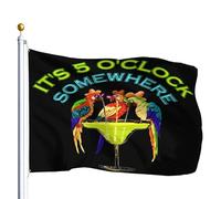 Drapeau De Vacances Personnalisé Drapeaux Il Est 17 Heures Quelque Part Perroquet Buveur Résistants Aux Intempéries Bruant Pour Restaurant Balcon Maison 90X150Cm