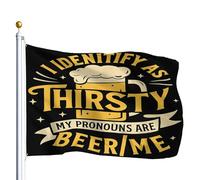 Drapeau De Vacances Personnalisé Drapeaux Je M'Identifie Comme Assoiffé. Mes Pronoms Sont Beer Me Résistants Aux Intempéries Bruant Pour Manif Balcon Anniversaire 90X150Cm