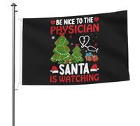 Drapeau De Vacances Personnalisé Drapeaux Soyez Gentil Avec Le Médecin Que Le Père Noël Surveille Résistants Aux Intempéries Bruant Pour Décorations Fête Restaurant 90X150Cm