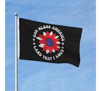 Drapeau De Vacances Personnalisé Drapeaux Tournesol Rond Du 4 Juillet Que Dieu Bénisse L'Amérique, Terre Que J'Aime Résistants Aux Intempéries Bruant Pour Célébration Manif Jardin 90X150Cm