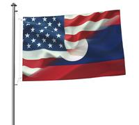 Drapeau De Vacances Personnalisé, Moitié Américain, Moitié Laos Avec Œillets Bruant Pour Bar Célébration Drapeaux 90X150Cm