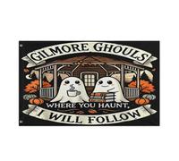 Drapeau De Vacances Résistant À La Décoloration Drapeaux Les Goules Où Tu Hantes Je Suivrai Le Fantôme D'Halloween Double Couture Bannière Extérieure Pour Intérieur Manif Restaurant 90X150Cm