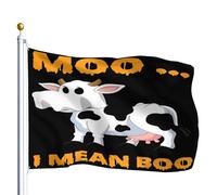 Drapeau De Vacances Résistant À La Décoloration Drapeaux Meuh... Je Veux Dire Bouh, Feuille De Conneries, Drôle De Vache Fantôme D'Halloween Renforcé Bruant Pour Décorations Fête 90X150Cm