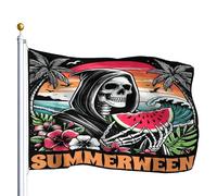 Drapeau De Vacances Résistant À La Décoloration Drapeaux Mort À L'Intérieur Mais C'Est Halloween Tropical Skeleton Beach Résistants Aux Intempéries Bruant Pour Anniversaire Extérieur 90X150Cm