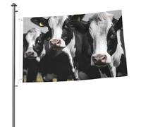 Drapeau de vaches noires et blanches de 61 cm x 0,9 m - Impression double face - Drapeau de jardin pour l'extérieur - Bannière cadeau avec œillets - Toile de fond pour photo pour décoration intérieure
